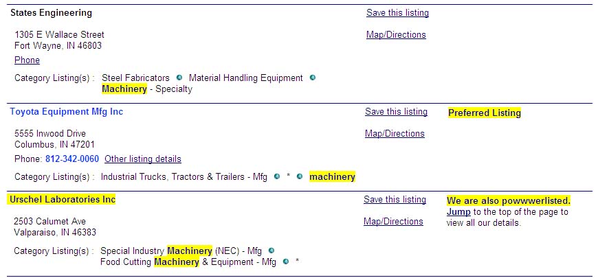 Yellowpages premiumlistings screen shot